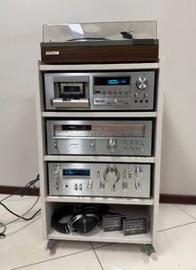 ТОП ретро аудио сет PIONEER усилвател SA-7800, тунер ST-7800, триглав дек CT-F850, грамофон PL-112D+ рак шкаф